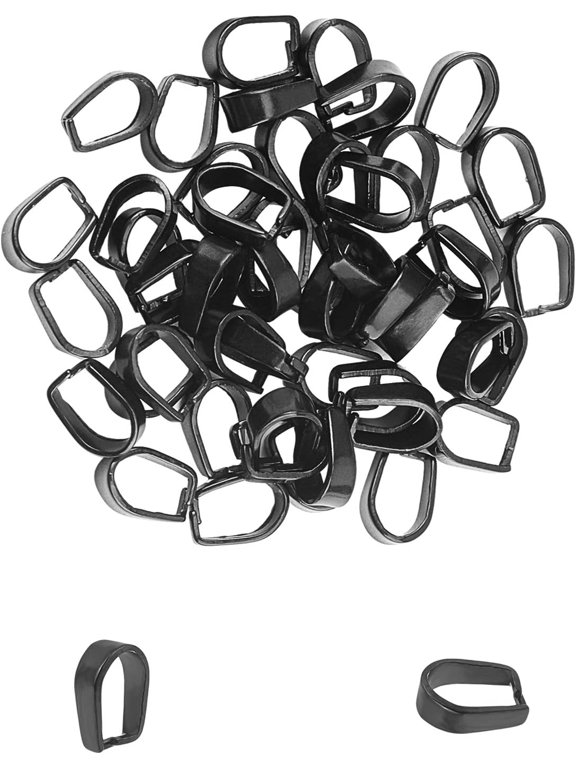 1 Box 50pcs Black Snap on Bails 304 Stainless Steel Pinch Bails Pendant Bails Connectors Hook Pendant Clasps for DIY Dangle Charms Neckalce Jewelry DIY Craft Making 8x5.5x3mm