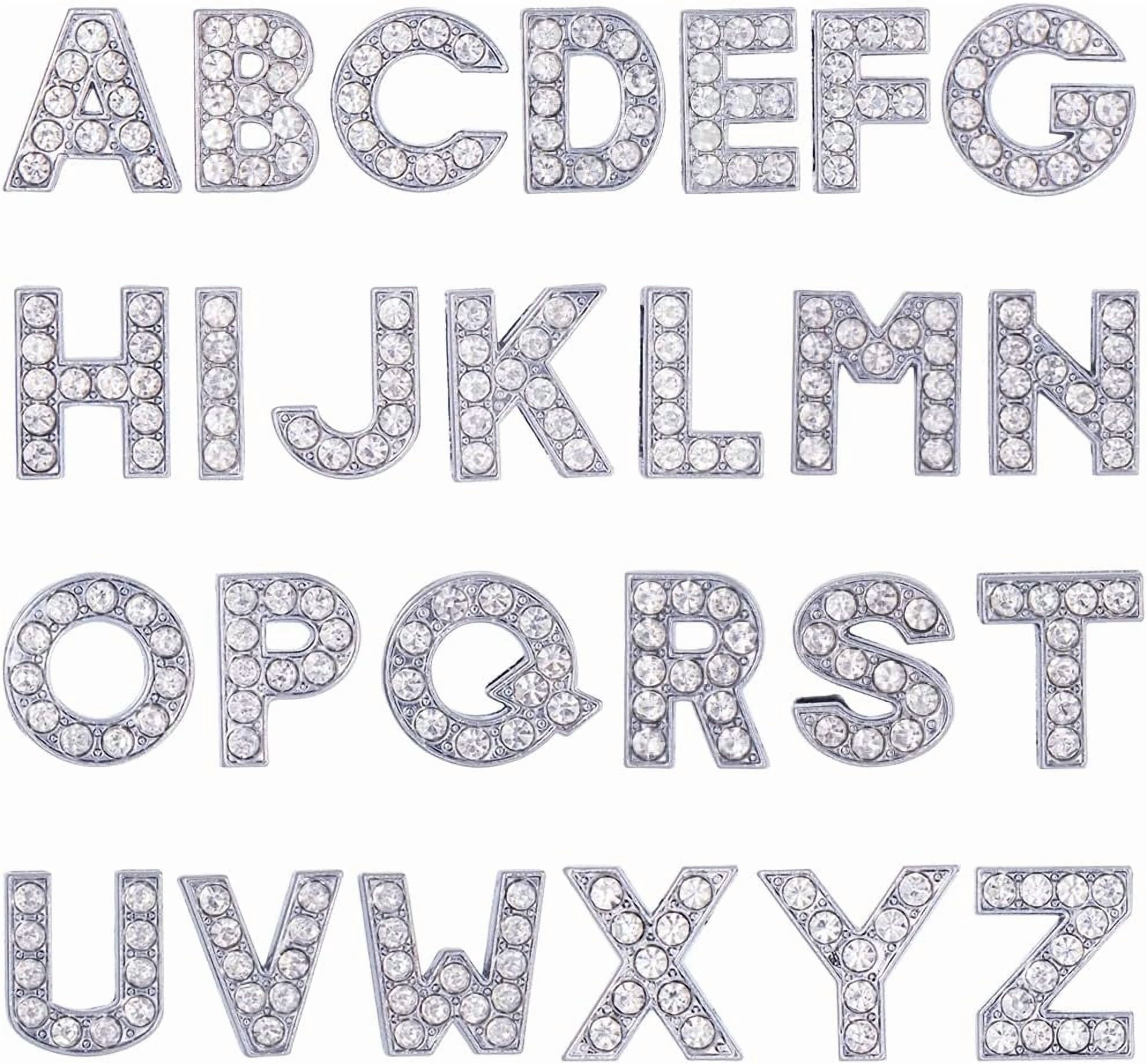 Diy Rhinestone Letters 1 Box 52Pcs Rhinestone Slide Beads Alphabet Letter Beads Rhinestones ...