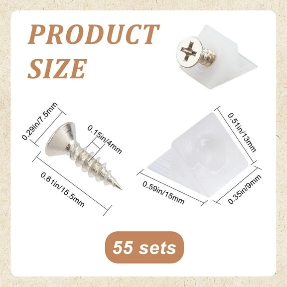 1 Box 55Pcs Drawer Supports Drawer Repair Kit with 55pcs Screws White Drawer Bottom Sagging Repair Fixing Mending Wedges Plastic Corner Brace Angle Code Bracket Furniture Fastener Supplies