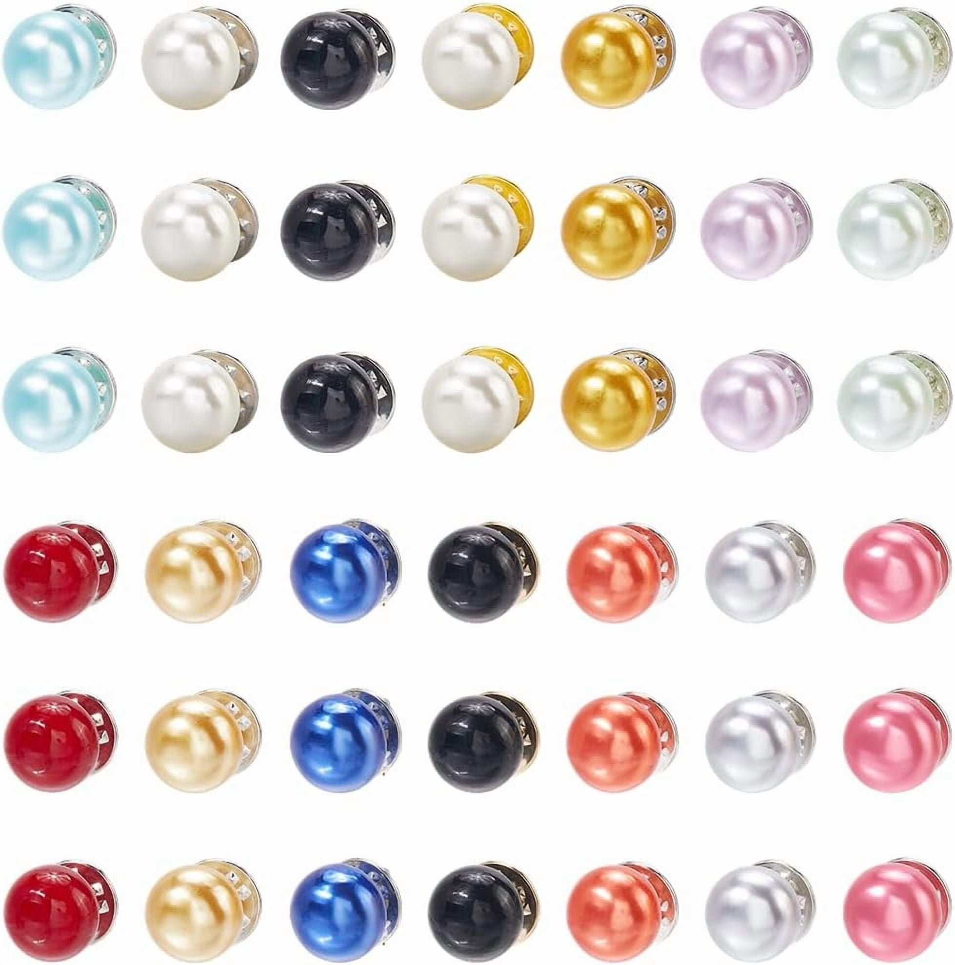 1 Box 56Pcs 14 Colors Imitation Pearl Brooch Shirt Pin Buttons Plastic ...