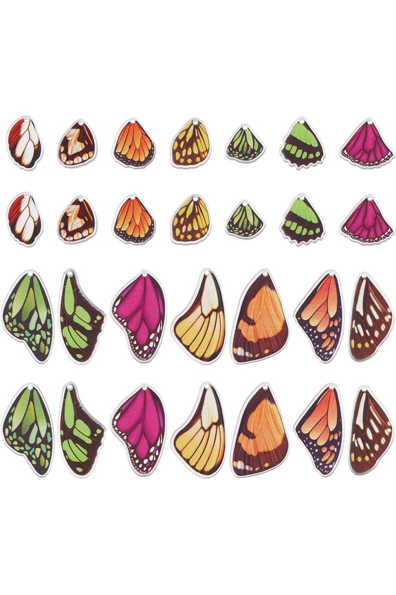 1 Box 56Pcs 14 Style Butterfly Wings Charms Butterflies Charm Insect Acrylic Double Sided Wing Charms