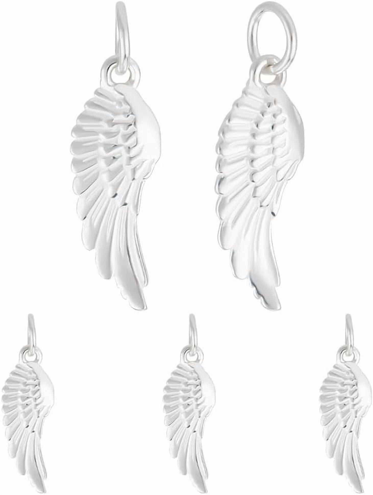 1 Box 5Pcs 925 Sterling Silver Pendants Wing charms with Jump Rings Silver Metal charms Pendants DIY for Necklace Bracelet Earrings Jewelry Making and Crafting on Anniversary Mother's Day diy