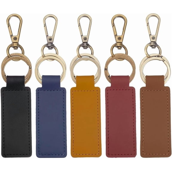 1 Box 5Pcs Leather Keychains Blanks Pu Key Chain Bulk Bronze Black Brown Large Thick Fobs Holder Lobster Clasp Keyring