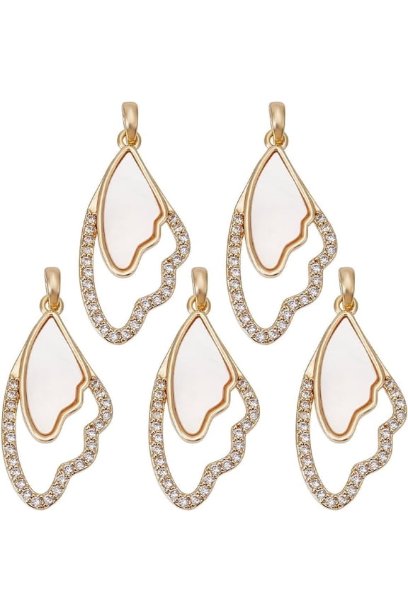 1 Box 5Pcs Wing Charms 18K Gold Plated Cubic Zirconia Crystal Angel Butterfly Wings Pendants Dangle Charms with Jump Ring for DIY Jewelry Necklace Earrings Bracelet Making Crafts