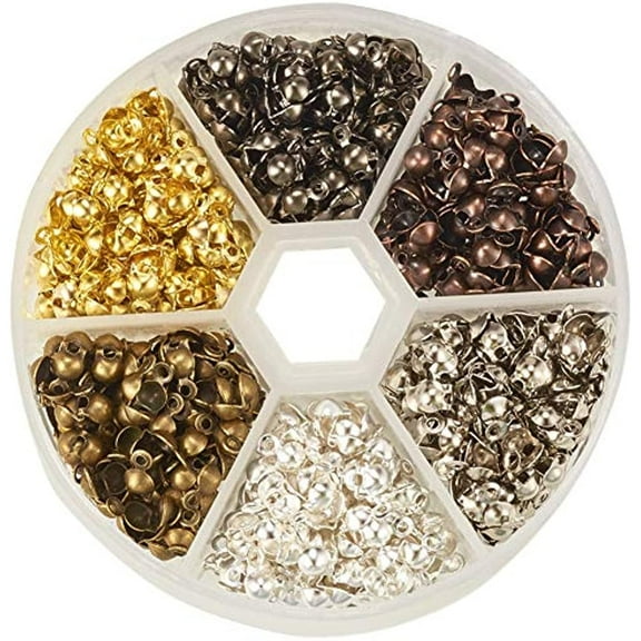 1 Box 6 Colors Iron Open Bead Tips Knot Covers Clamshells Terminators Cord Wire Crimp End Cap for Jewelry Making- Multicolor