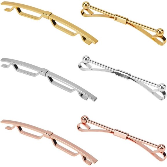 1 Box 6 Colors Tie Collar Bar Pin Metal Brass Silver Golden Classic Necktie Clip Shirt Collar Holder Cravat Lapel Stick Brooch Pins Set for Wedding Men Suit Accessory Business Gifts DIY