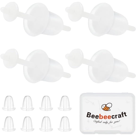 1 Box 6 Pairs Pearl Cup Earring Post Clear White Zirconia Ceramic Half Drilled Beads Earring Stud Settings Findings for Jewelry Making Earring DIY Crafts Accessories White Zirconia Ceramic