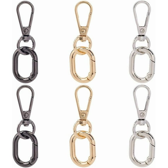 1 Box 6 Sets 3 Colors Swivel Spring Snap Hooks Gold Keychain Key Ring ...