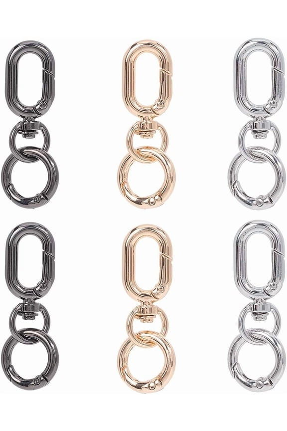 1 Box 6 Sets Double Swivel Hooks Keychain Swivel Snap Hooks Opening Metal Trigger Spring Gate Rings Keyring Alloy Oval Key Chain Buckle Clasp for DIY DIY Making Keychains Lanyards Purses Crafts