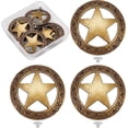 thumbnail image 1 of 1 Box 6 Sets Screw Back Button Engraved Star Concho Hollow Out Decorative Buttons Round Vintage Bronze Metal, 1 of 9