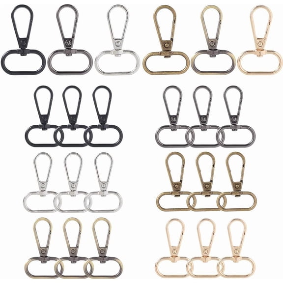 1 Box 6 Styles 24Pcs Oval Ring Lobster Clasp Claw 1 Inch Swivel Hook Alloy Metal Bulk Silver Black Gold Buckle Clip Push Gate Snap Hooks Clips