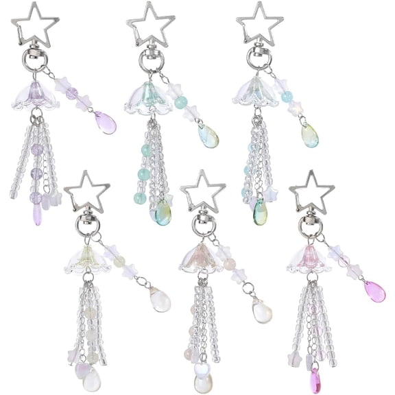1 Box 6 Styles Star Cellphone Charm Phone Charms Strap Aesthetic Acrylic Silver Teardrop Swivel Clasp Jellyfish Lanyard