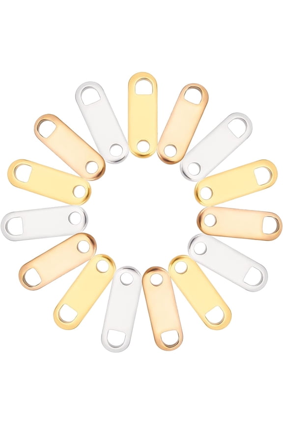 1 Box 60 Pcs 3 Colors Stainless Steel Bar Links Rectangle Charm Links Long Charm Connectors BlankTag Link Connectors for Bracelet Necklace Jewelry Making