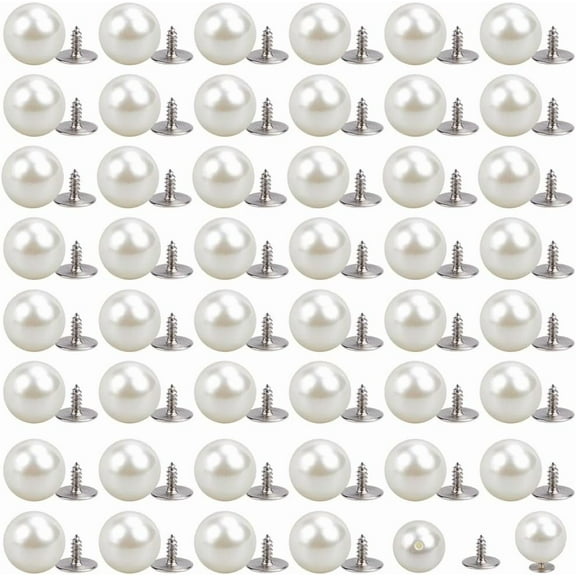 1 Box 60 Sets 13.5mm Instant Button Pearl Brooch Pins Bulk Detachable Reusable Fixed Pin Decorative White Pearls Adjustable Sweater No Sew Buttons for DIY