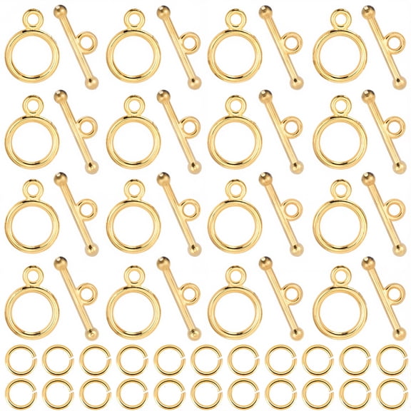 1 Box 60 Sets Round Toggle Clasp Gold Toggle Clasp Bar with Rings Bulk Metal Alloy OT End T Bar Closure Jewelry Connectors