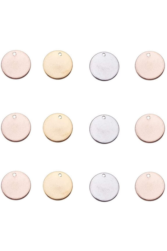 1 Box 60 pcs 304 Stainless Steel Pendant Smooth Surface Flat Round Blank Stamping Tags for Bracelet Earring Charms DIY Jewerly Making 15x1mm Hole: 1mm Golden/Silver/Rose Golden