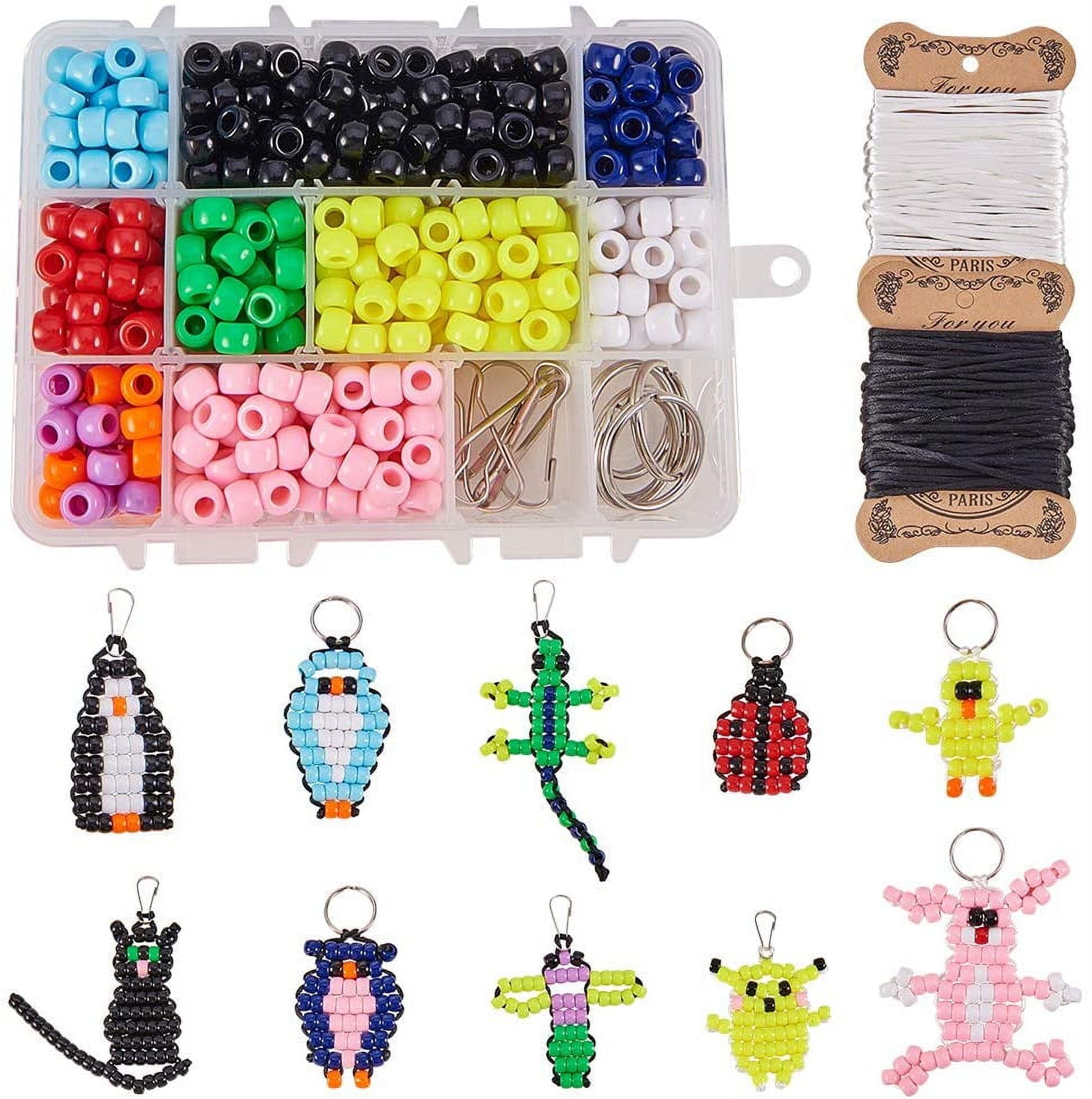 1Box 600+Pcs DIY 10Sets Bead Pets Kit 8mm Large Pony Beads Bead