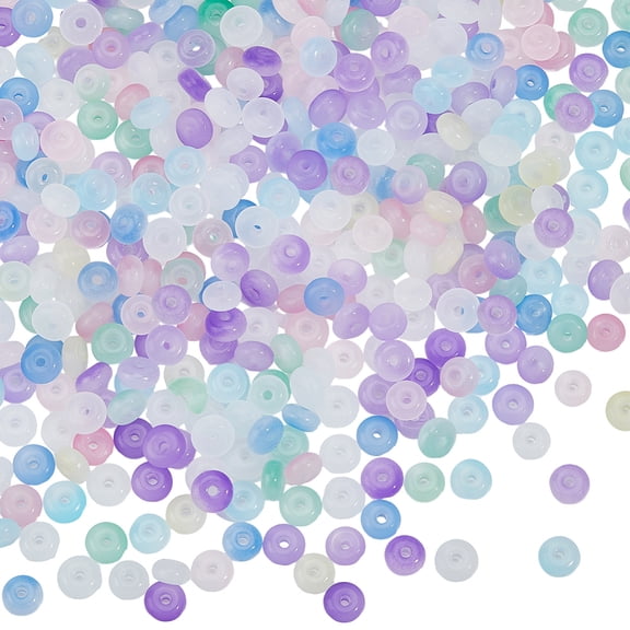 1 Box 600PCS Flat Round Glass Beads with Hole Imitation Jade Purple Stone Rondelle Abacus Stone Gemstone Disk Loose Spacer Bead Bulk