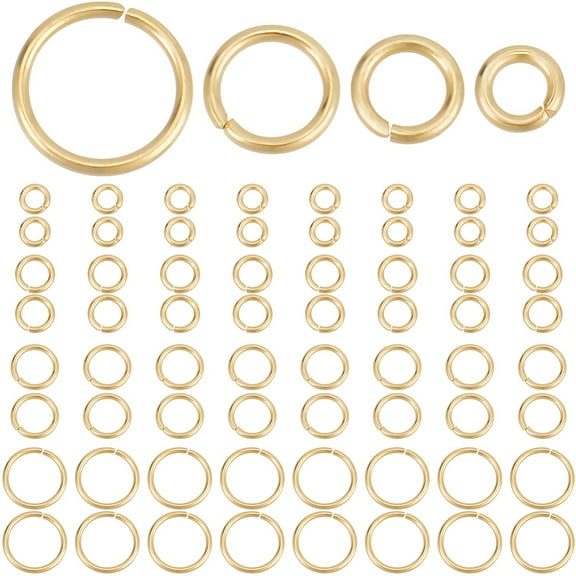 1 Box 600Pcs 4/5/6/8mm Open Jump Rings 18K Gold Plated Stainless Steel Single Loop Jump Ring Round Connector Rings DIY