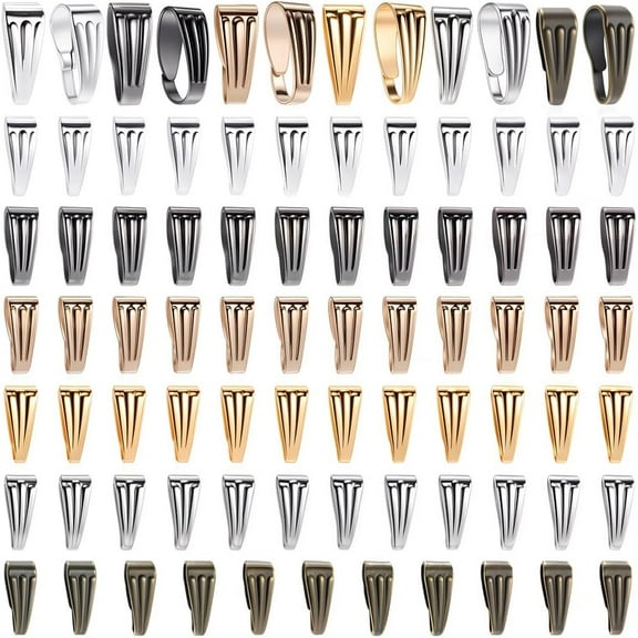 1 Box 600Pcs 6 Colors Silver Pinch Clip Clasp Gold Pendant Bails Bulk Snap on Bail Rosegold Iron Hook Claw Clasps Charms Chain Connector for Necklace Jewelry Making Bracelets Earrings Crafts colorful