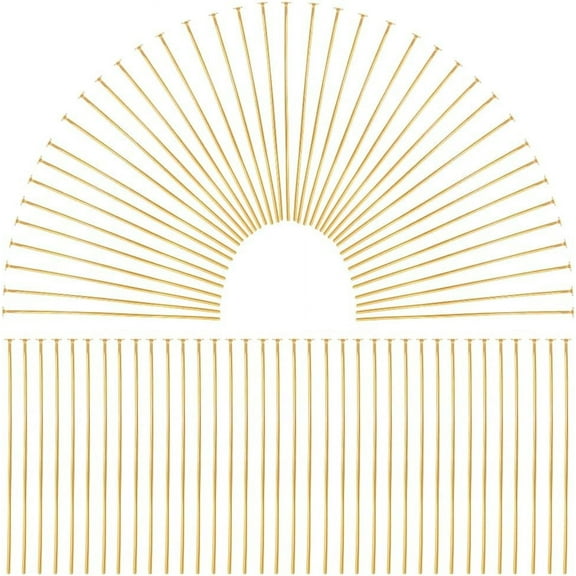 1 Box 600Pcs Gold Flat Head Pins Fine Straight Pins Sewing 40mm Long Flat Headpins Brass Jewelry Findings Pins