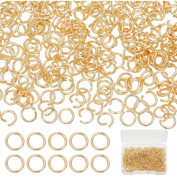 1 Box 600Pcs Open Jump Rings 18K Gold Plated Stainless Steel 6mm O Rings for Jewelry Making Bracelet Necklace