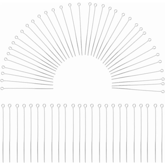 1 Box 600Pcs Silver Eye Pin Jewelry Eye Pins Bulk Eyepins 50mm Long Headpins Brass Open loop Head Pins Findings for Jewelry Making Accessories DIY Necklaces Bracelets Earrings Crafts Supplies Silver