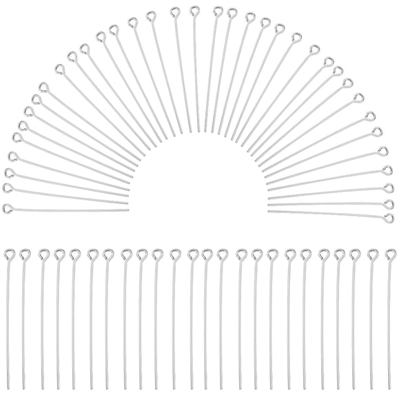 1 Box 600Pcs Silver Eye Pins Bulk Jewelry Eyepins 40mm Long Headpins Brass Eye Pin Open Head Pins Findings for DIY