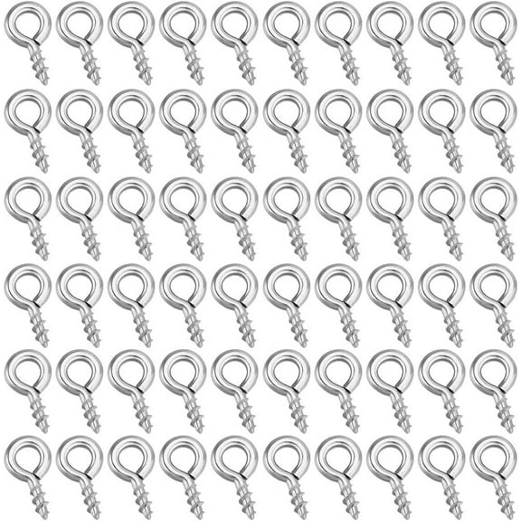 1 Box 600Pcs Small Screw Eye Pins 304 Stainless Steel 8mm Eyelets Threaded Clasps Hooks for Half Drilled Beads Jewelry Making DIY 1box