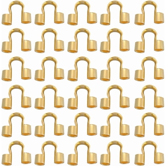 1 Box 600Pcs Wire Guardians Jewelry Wire Guard Loops Brass U Shaped Small Double Holes Gold Thread Wire Protectors for Jewelry Making Necklaces Bracelets Beadings Supplies DIY Craft Beginner for DIY