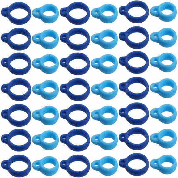 1 Box 60PCS 2 Sizes Anti-Lost Silicone Rubber Rings Blue Holder Silicone Pendant Multipurpose Adjustable Cases 8/13mm Necklace Lanyard Replacement Carrying Kit for Key-Ring Pendant diy
