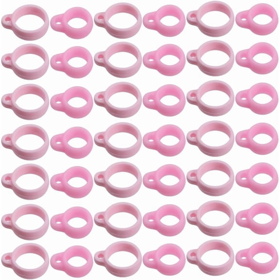 1 Box 60PCS Anti-Lost Silicone Rubber Rings 2 Sizes Pink Holder Silicone Pendant Multipurpose Adjustable Cases 8/13mm Necklace Lanyard Replacement Carrying Kit