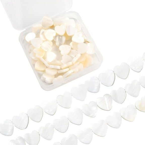 1 Box 60Pcs 12mm Heart Shaped Shell Beads Flat Mother of Pearl Beads Bulk Hawaii Love Small Summer Ocean Beach Natural Seashell Loose Spacers for Jewelry Making Supplies DIY Crafts
