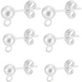 1 Box 60Pcs 3/4/5mm Ball Stud Earring Findings Stainless Steel Smooth