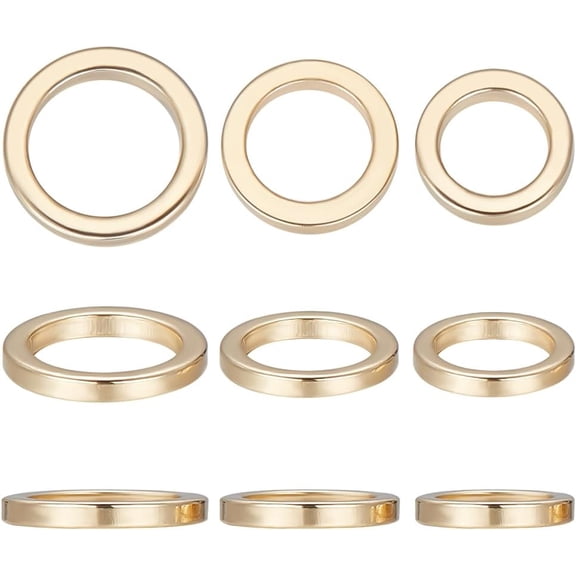 1 Box 60Pcs 3 Styles Brass Linking Rings Long-Lasting Plated Round Ring Real 24K Gold Plated 6~8x1mm Inner Diameter: 4~6mm 20pcs/style