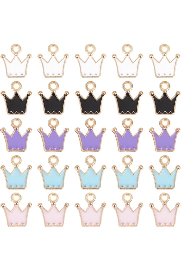 1 Box 60Pcs 5 Colors Charms Enamel Charm Mini Charm King Colorful Queen Charms for Jewelry Making Charms DIY Earrings Bracelet Necklace Crafts Women Adults Gift Decor