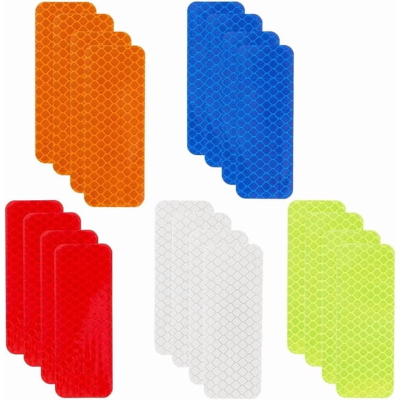 1 Box 60Pcs 5 Colors Reflective Warning Stickers Reflective Tape Strips Bulk 1.18 x 3.15In PET Plastic Rectangle Outdoor High Visibility Tape