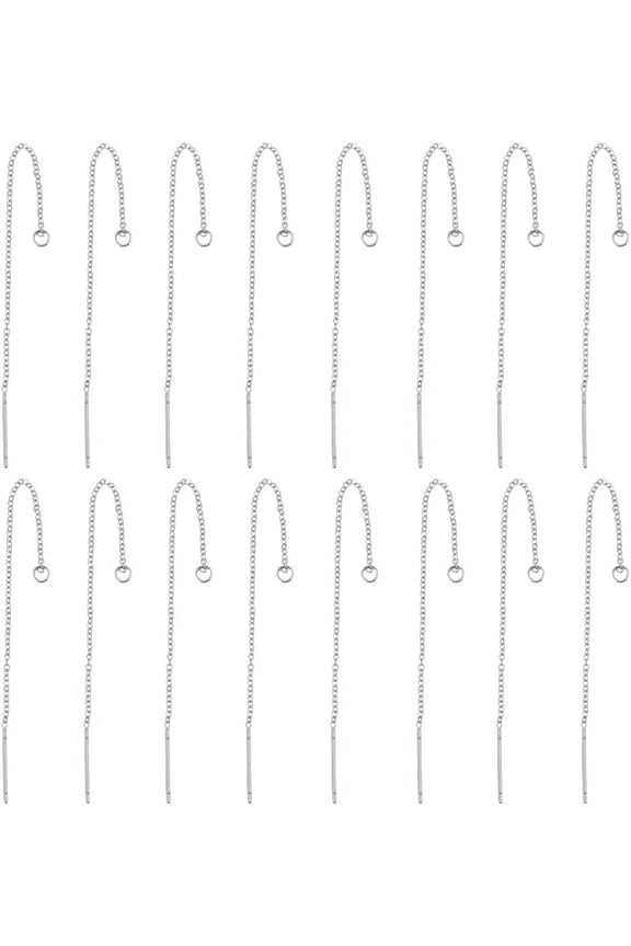 1 Box 60Pcs 90mm Earring Threaders Ear Threads 304 Stainless Steel Earring Threads Dangling Earrings Thread with Loop Drop Ear Threader for Jewelry Making Accessories DIY Dangle Earrings