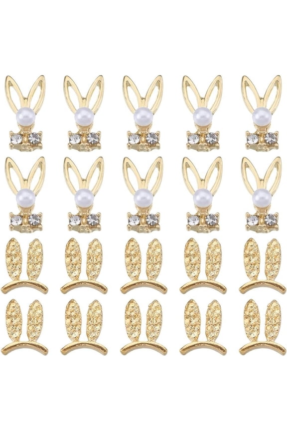 1 Box 60Pcs Bunny Nail Charms Bulk Mini Small Golden Rabbit Flatbacks Easter Nail Charms Pearl Beads Gems Nail Art Rhinestones Animal Nail Charms for Acrylic Nails Finger Nail Decoration for DIY