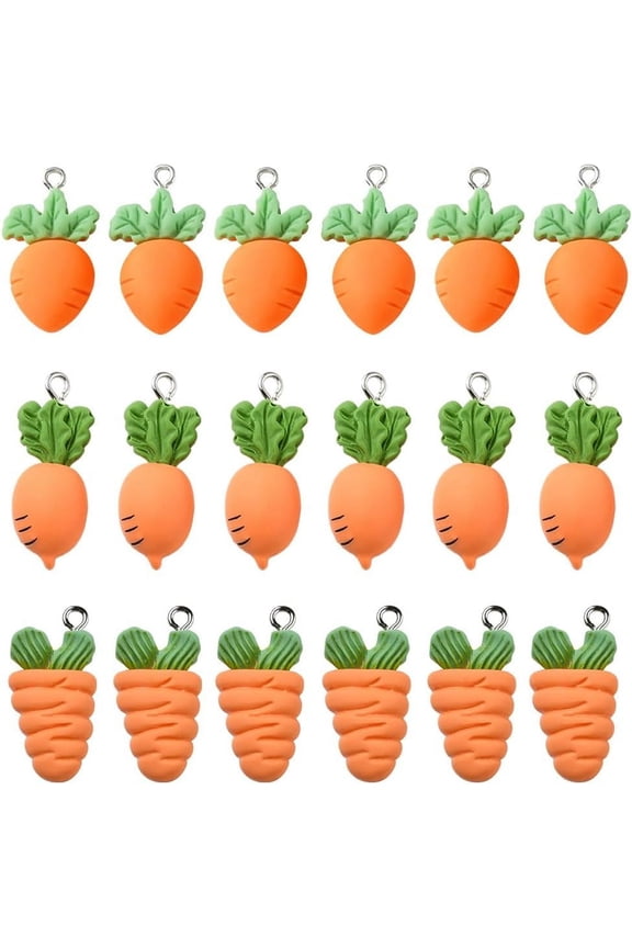 1 Box 60Pcs Carrot Charm Vegetable Charms Easter Resin Plastic Imitation Small Cute Carrots Fruit Dangle Radish Charm