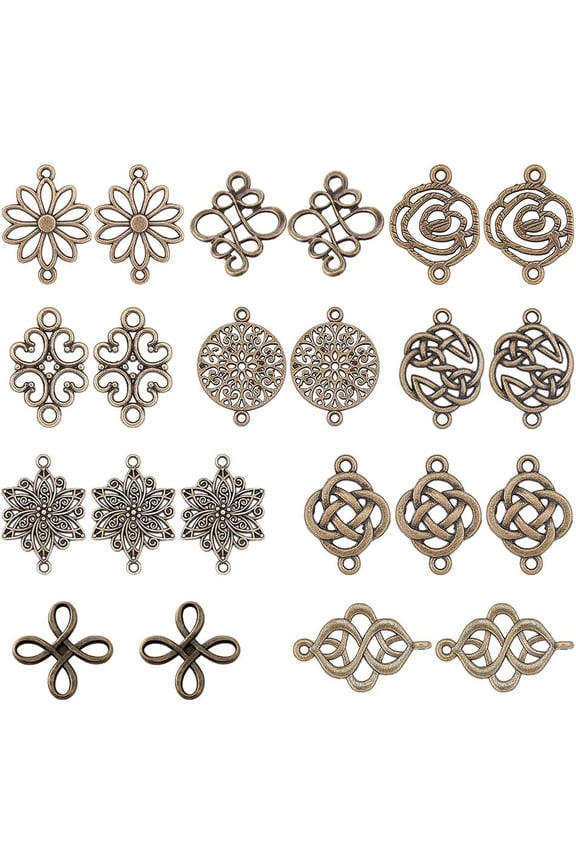 1 Box 60Pcs Celtic Knot Connector for Jewellery Making Bronze Flower Connector Charms Pendants Craft Supplies Jewelry Findings Accessory Necklace Bracelet