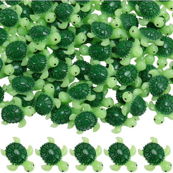 1 Box 60Pcs Glow in The Dark Turtle Figurines Mini Resin Turtles Green Luminous Summer Sea Ocean Animals Tiny Miniatures