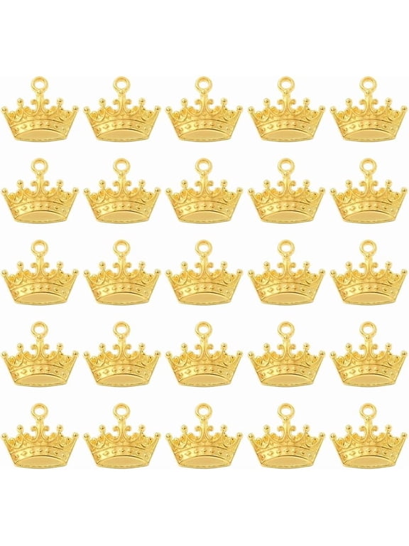 1 Box 60Pcs Gold Crown Charms Tiara Charms Bulk Alloy Metal Antique Royal Flat Small Dangle King Small Lovely Queen Pendants