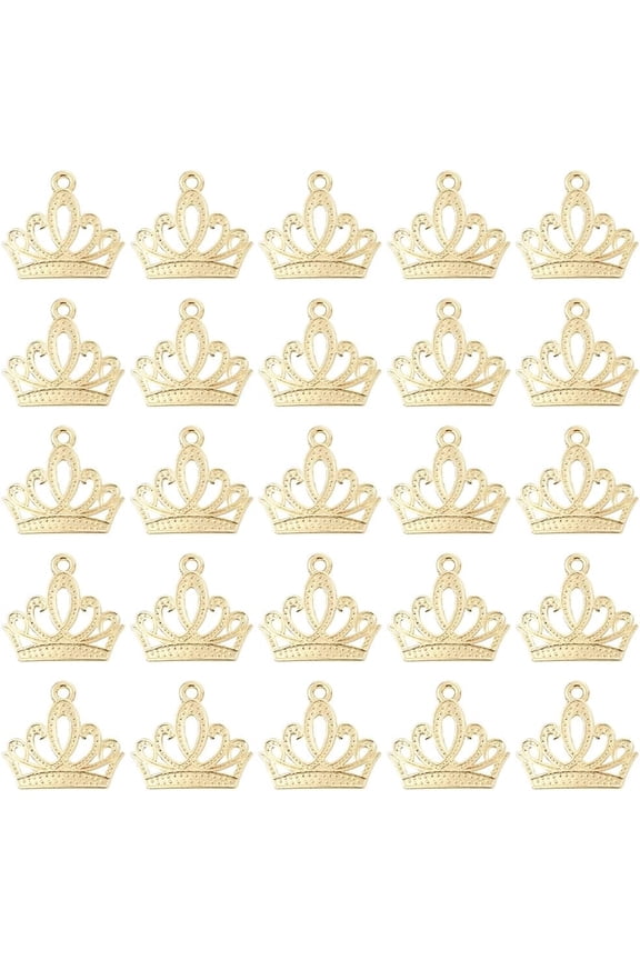 1 Box 60Pcs Gold Crowns Charms Princess Crown Charms Bulk Alloy Metal Dangle Hollow Cute Flat King Queen Small Lovely Tiara Pendants