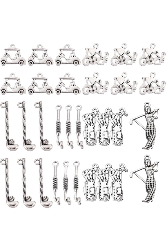 1 Box 60Pcs Golf Charms Golf Charm Bulk Sport Golf Club Golf Cart Charm Sports Charms for Jewelry Making Charm I Love Golf Golfer Earrings Necklace Bracelet Keychain DIY Supplies Adult
