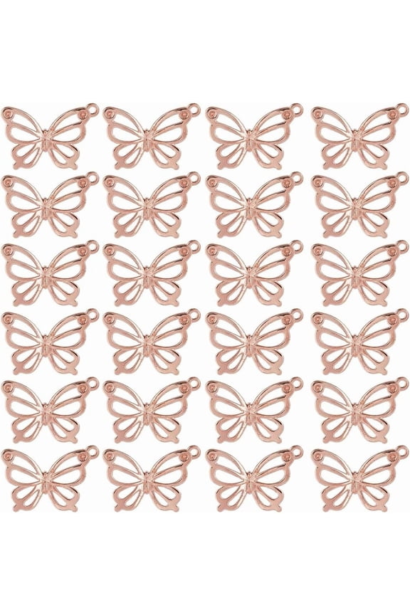 1 Box 60Pcs Hollow Butterfly Charms Butterflies Charms Spring Insect Pendants for Supplies DIY Craft Gold DIY