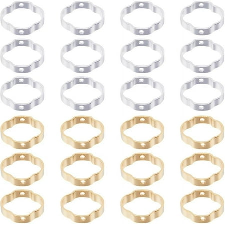 1 Box 60Pcs Hollow Flower Bead Frame Charm Real 24k Gold Plated 925 Sterling Silver Plated Brass Spacer Bead Frames for Jewelry Making Supplies DIY Crafts Bracelets Necklace Multi-color