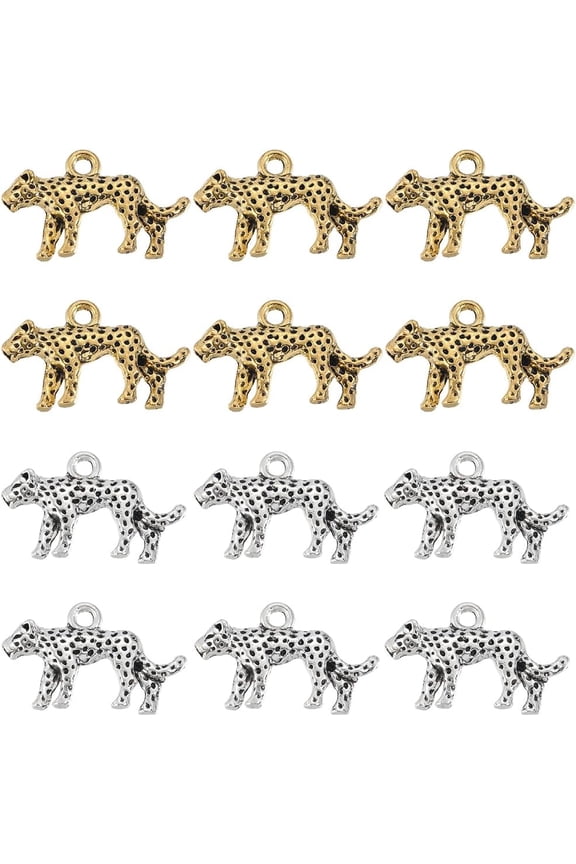 1 Box 60Pcs Leopard Charms Cheetah Charm Bulk 3D Metal Dangle Hoop Small Animal Pendants for Jewelry Making Supplies DIY Craft Colorful