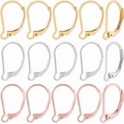 1 Box 60Pcs Leverback French Earring Hooks 24K Gold Rose Gold Sterling Silver Plated Stainless Steel Hypoallergenic Dangle Ear Wire Findings 16.5x10mm
