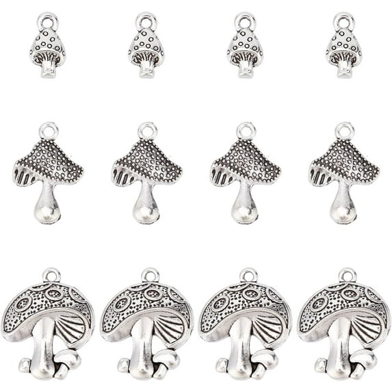 1 Box 60Pcs Mushroom Charms Mushrooms Charm Bulk Vintage Style Magic Fairy Mushroom Alloy Plant Metal Charms